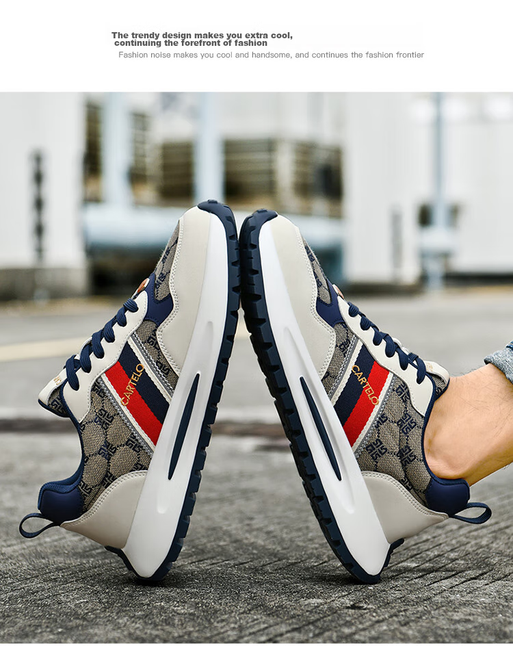 CARTELO Men's Shoes, Casual Sports, Autumn And Winter Outdoor Hiking, Travel Commuting, Jogging, Soft Sole, Wear-Resistant, Retro Versatile, New Style 34
