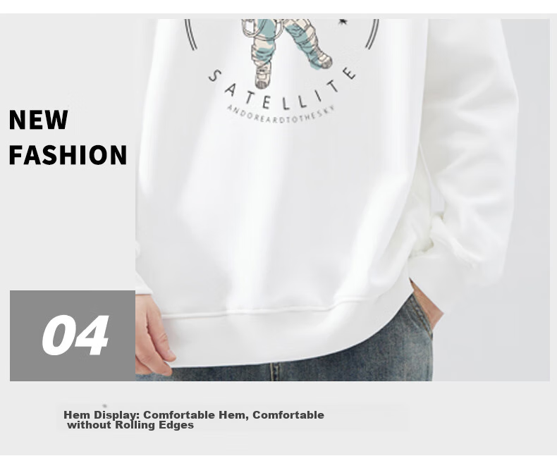 Jeanswest Sweatshirt, Men's Round Neck, Trendy Brand, 2026 Autumn Top, Fashionable Loose Pullover, Men's Jacket, Black, XL 17