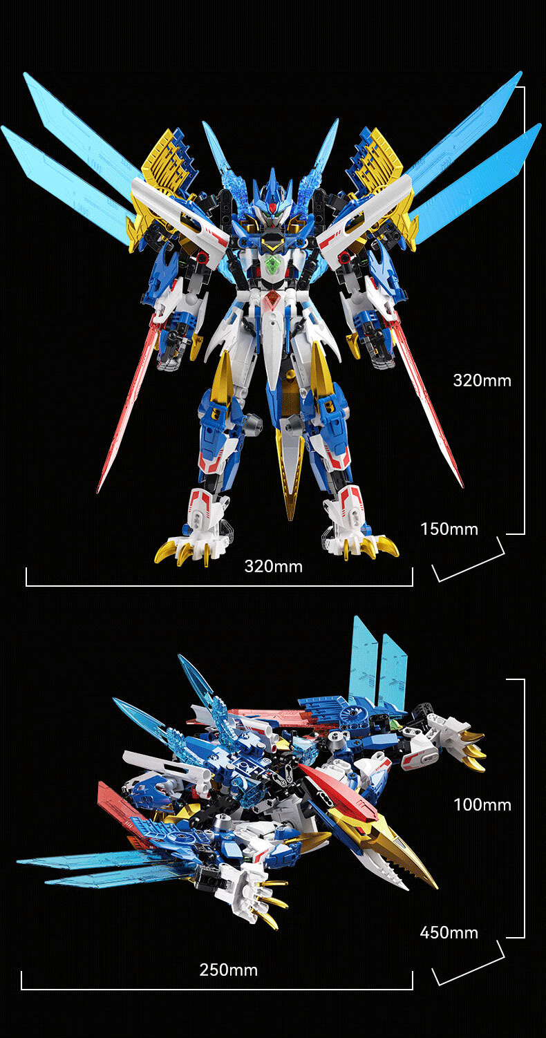 F5 Yilong Dinosaur Building Blocks, Transforming Robot, Direct Transformation Gundam Mecha, Children's Toy, Gift for Boys' Birthday 16