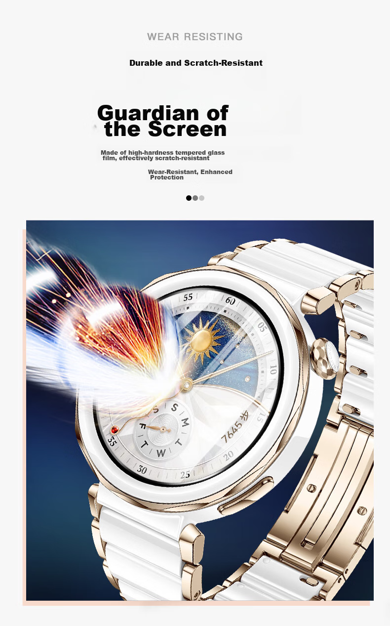 Weiqiantu [3-Pack] Tempered Glass Screen Protector for Huawei Watch GT6/6PRO/GT5, High Definition Full Coverage Anti-Drop Waterproof Protective Film, 46mm Dial 2