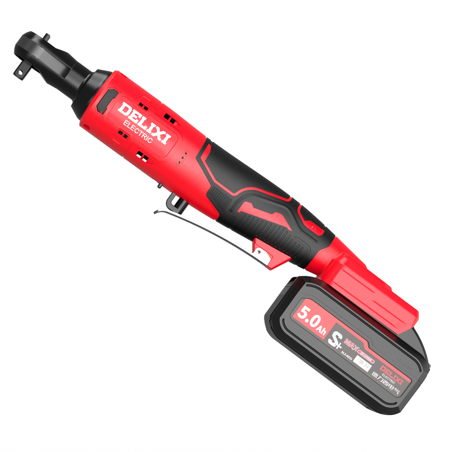 DELIXI ELECTRIC 21V Cordless Ratchet Wrench Right Angle Rechargeable Lithium Battery Stage Truss Tool 2.0 Dual Battery