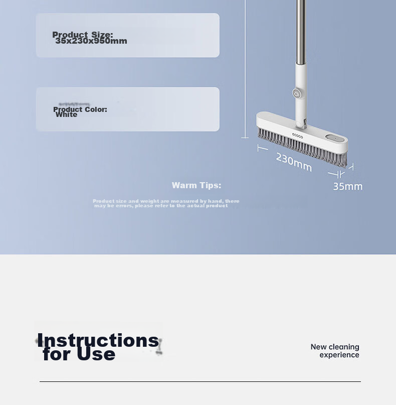 Ecoco Bathroom Floor Scrubber, Toilet Cleaning Brush, Gap Floor Brush, Long Handle V-Shaped E23143 24