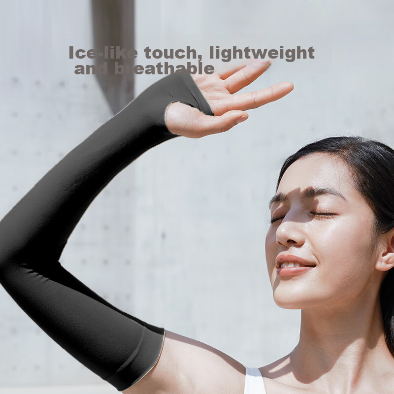 Keep Ice Sleeve Sun Protection Arm Sleeves for Men And Women, Cycling Outdoor Fishing Sports Ice Silk Summer Sun Protection UV-Resistant Arm Guards, Black
