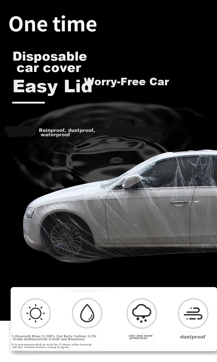 BWNK Disposable Car Cover, Waterproof And Dustproof, Plastic Transparent Car Cover, Thickened M Size [Compact Sedan] 1