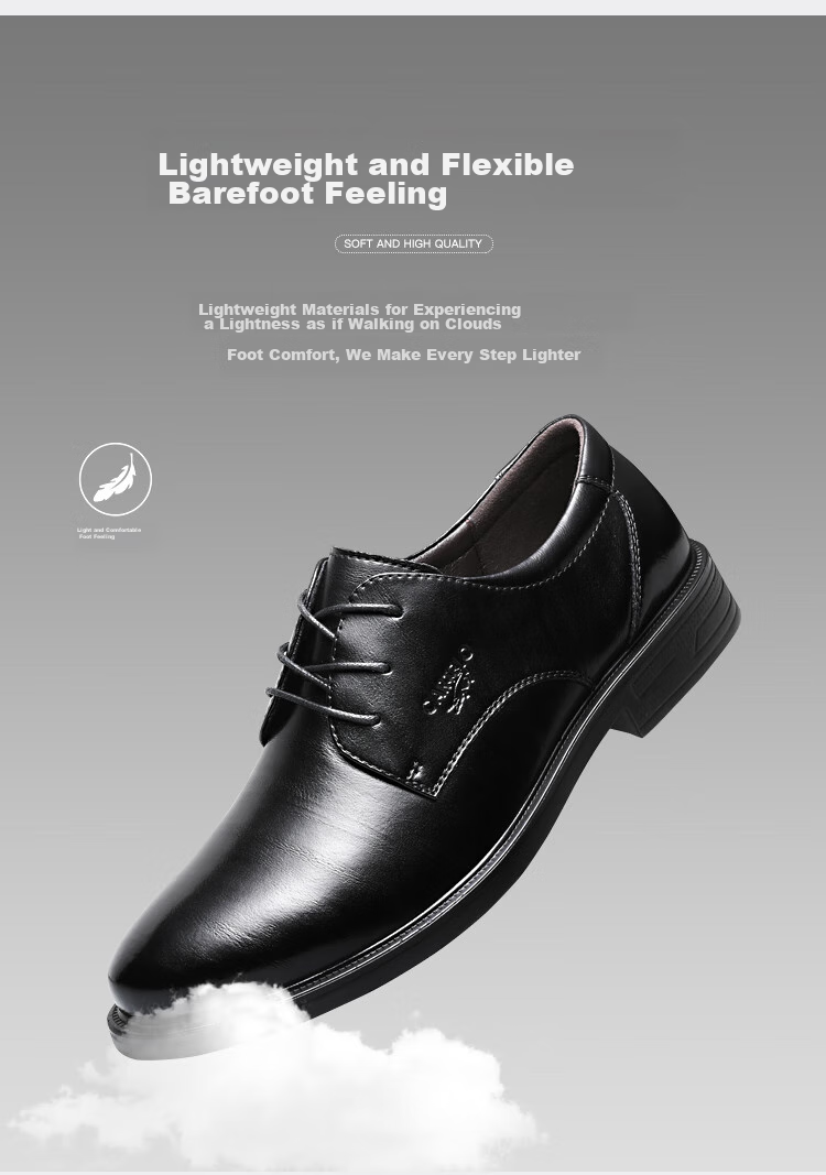 CARTELO Leather Shoes for Men, Business Casual Genuine Leather New Style Formal Soft-Soled Height-Increasing Derby Shoes for Autumn And Winter, Breathable Soft Leather Wedding Shoes 6