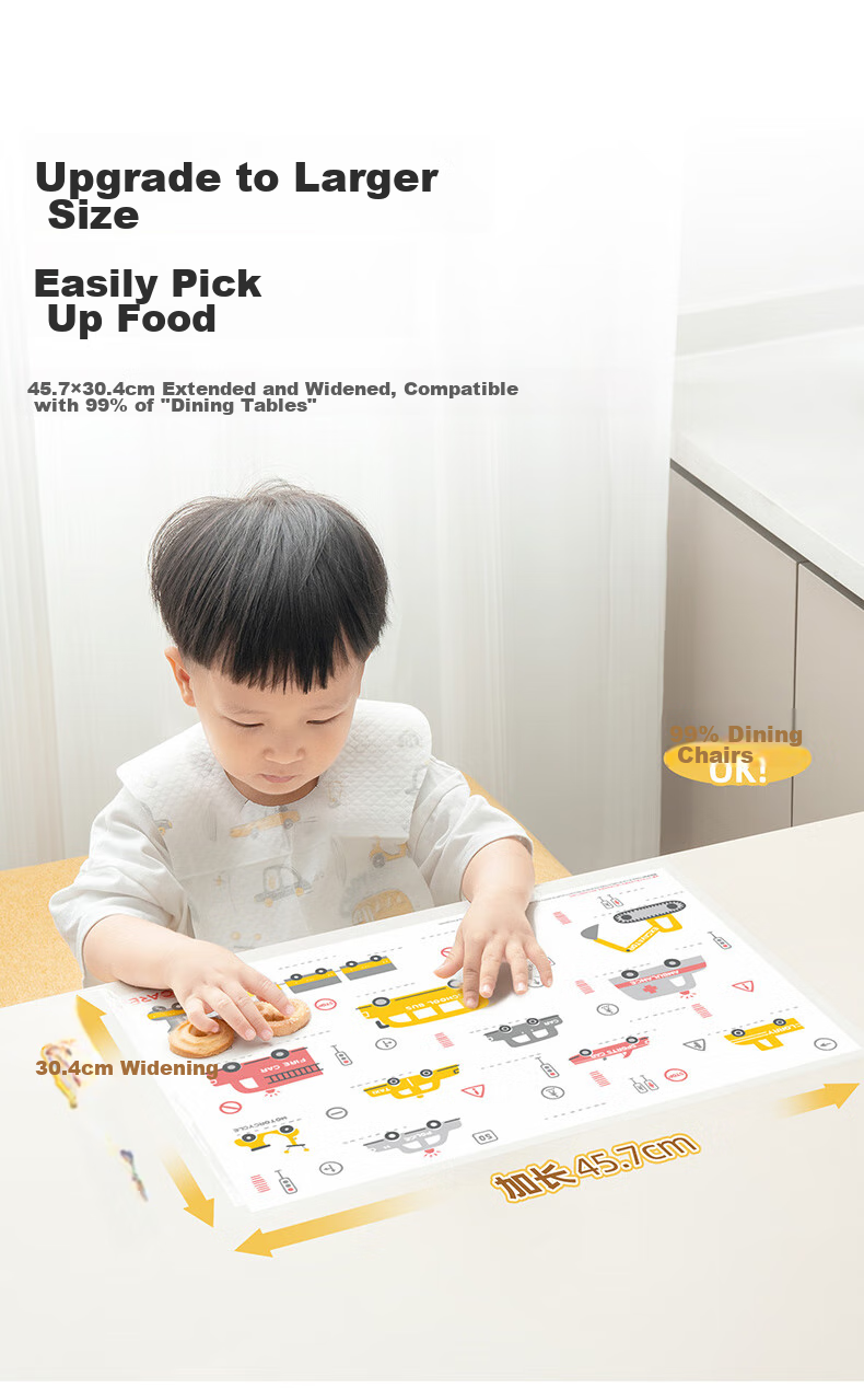 Easy Your Home Children's Portable Disposable Placemat, Baby-Approved, Waterproof And Oil-Proof Table Mat for Outdoor Use, Antibacterial And Dirt-Proof 9