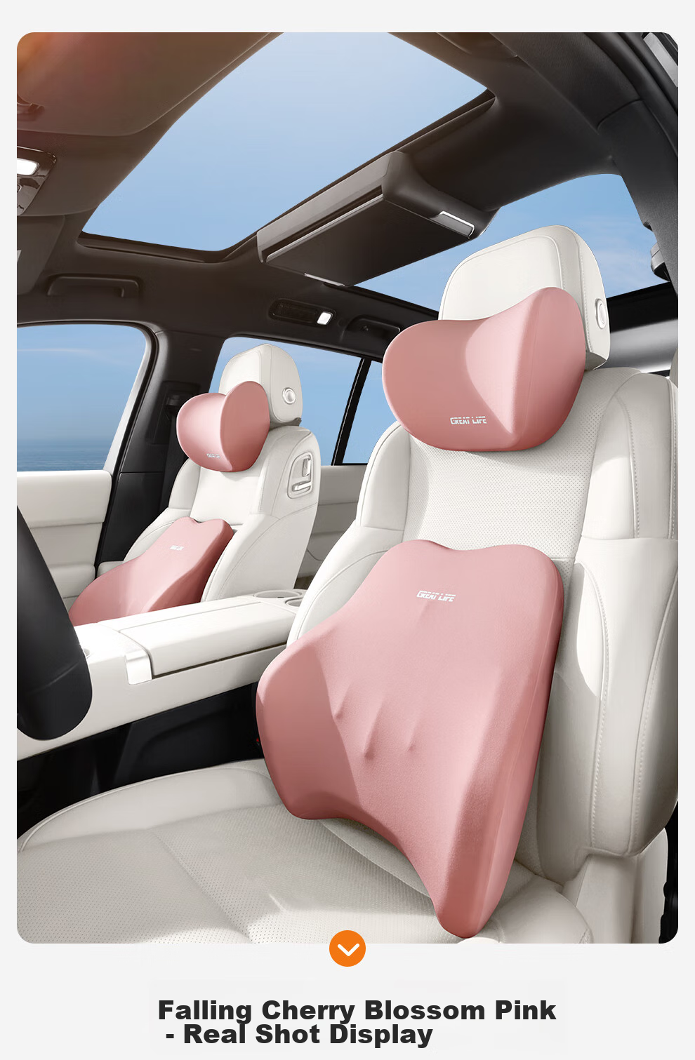 GREAT LIFE Car Headrest And Lumbar Support Set with Memory Foam Neck Pillow And Waist Cushion, In-Car Neck Protection And Lumbar Support Pad 23