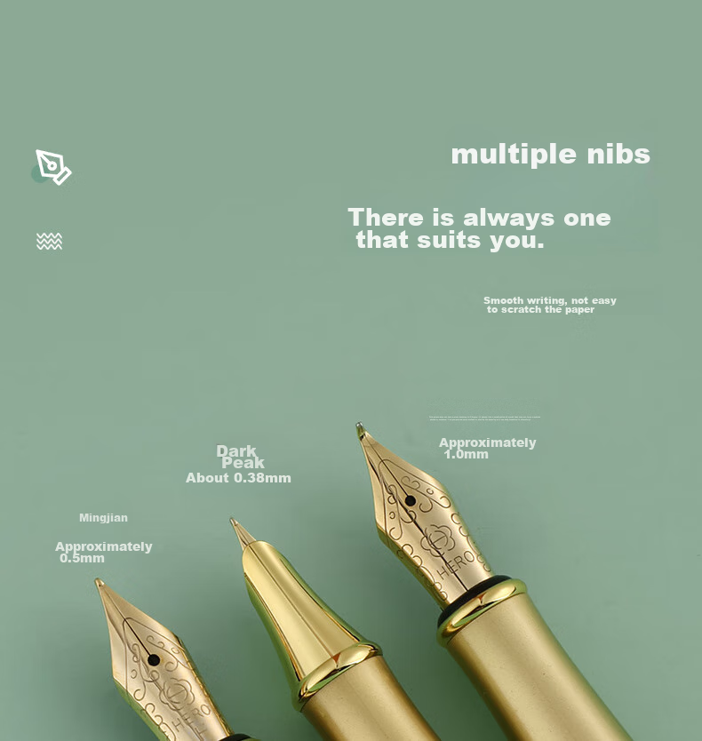 HERO Fountain Pen E609 Extra Fine Iridium Daily Writing Business Calligraphy Practice Pen for Third Grade Elementary And Middle School Students, Boys And Girls Ink Pen Twilight Green Simple Packaging EF Hidden Nib 7
