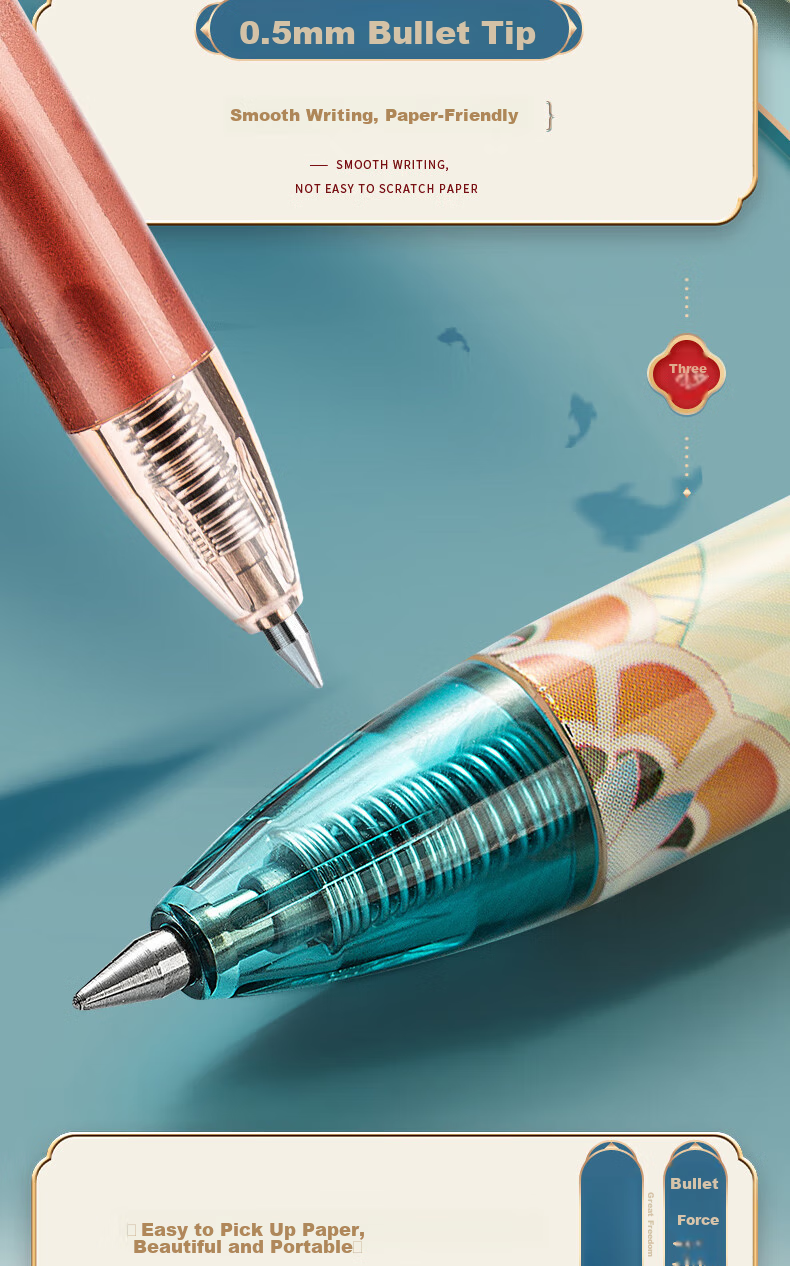 M&G Stationery Exam-Specific 0.5mm Black Quick-Drying Gel Pen with Retractable Bullet Tip, Koi Series Ink Pen, 4 Pens/Box AGPJ5504 Back-To Essential 7