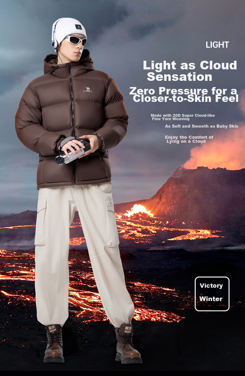 CAMEL Zhichun down Jacket for Men, Winter Thick White Duck down, Couple's Puffer Coat, Warm Outerwear M33CR07131 4