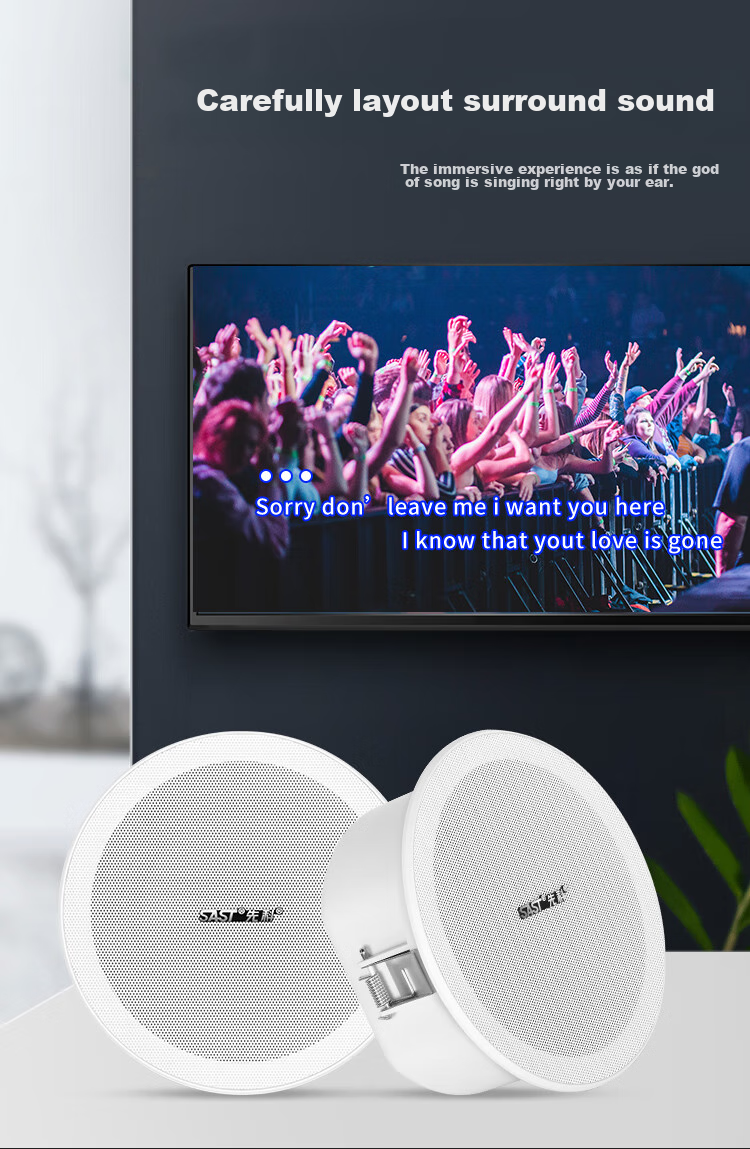 SAST G3 Wireless Bluetooth Ceiling Speaker Set, Recessed Ceiling Speakers with Built-In Amplifier, Active Background Music, for Home Living Room, Conference Room, Shop Broadcasting, Home Use, One-To 8