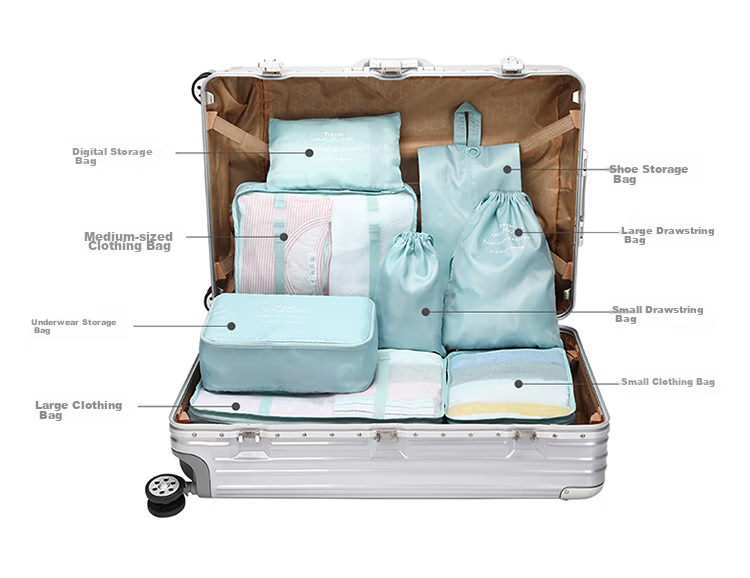 BUBM Travel Storage Bag, Luggage Organizer, Clothes Sorting Pouch, Tourist Clothing Storage, Drawstring Shoe And Underwear Bag, Eight-Piece Set 11