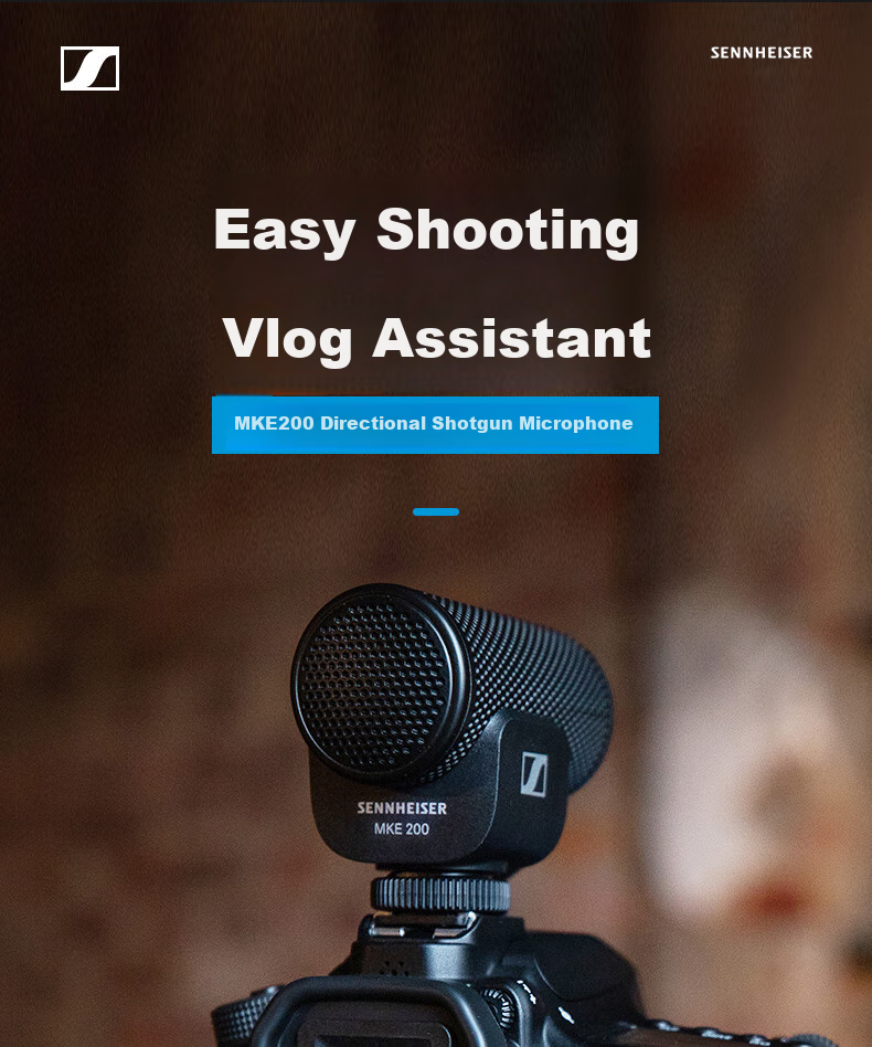 Sennheiser MKE200 Camera Microphone, DSLR Vlog Smartphone Professional Directional Microphone, Official Standard Configuration Suitable for Indoor Sound Recording And Live Streaming 1