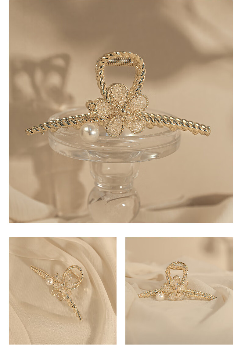 Xiangwan Hair Clip, Metal Flower Barrette, Chinese Style Hair Clip, High-End Shark Clip for Back of Head, Birthday Gift for Wome 10