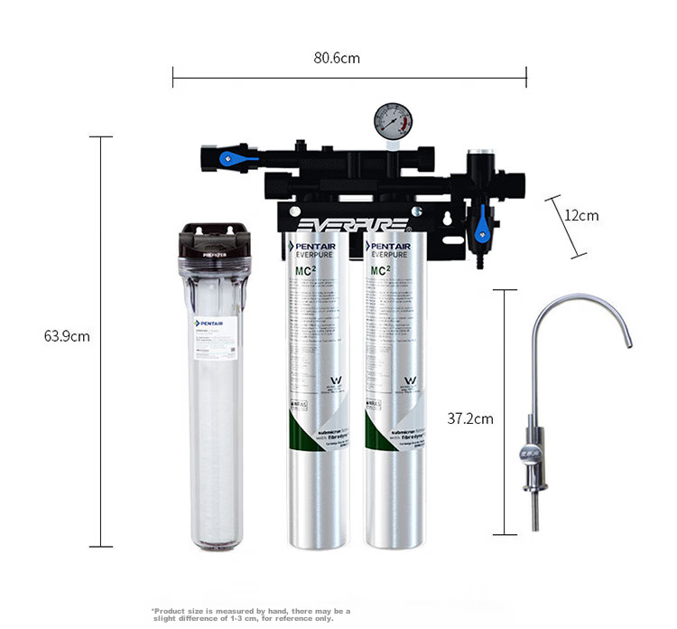 Everpure Coffee Shop/Milk Tea Shop/Chinese Restaurant Direct Drinking Filter Zero Wastewater 3.3 L/min 3300L Rated Water Output FreshDrink2-MC2 Commercial Water Purifier 14