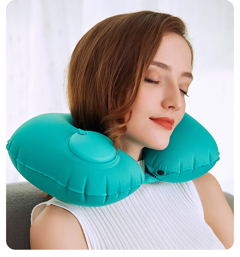 40,000 KM Inflatable U-Shaped Travel Neck Pillow Portable Airplane Cervical Support Pillow U-Shape Neck Pillow for Train and Long-Distance Car Sleep Aid 16