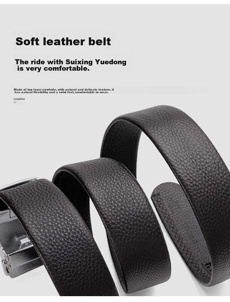 Aokang Men's Belt with Automatic Buckle, Top-Grain Leather Business Waistband, Birthday Gift for Husband 7