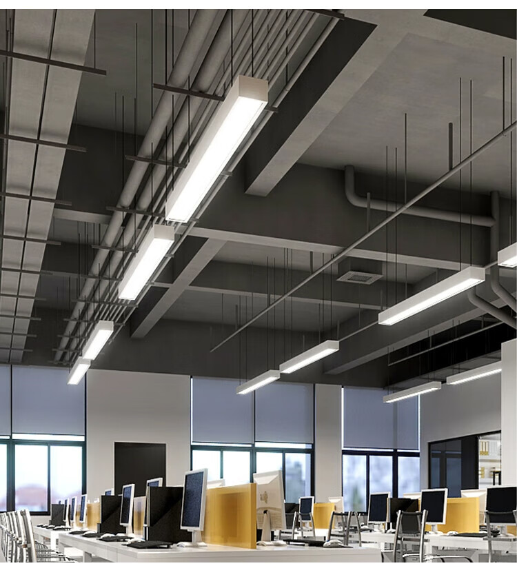 Dexin Office LED Linear Light Square Tube Lamp Conference Room Office Pendant Light White Rectangular 120*7-32W Cool White 5