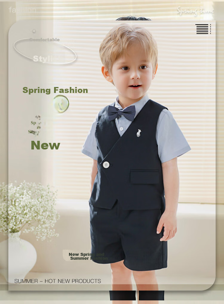 LUOBOBEIBEI Boys' Formal Wear, Children's Suspender Pants And Vest Set, Back-To Chorus Host New Year's Outfit, Suspender Pants Set, Size 120 1