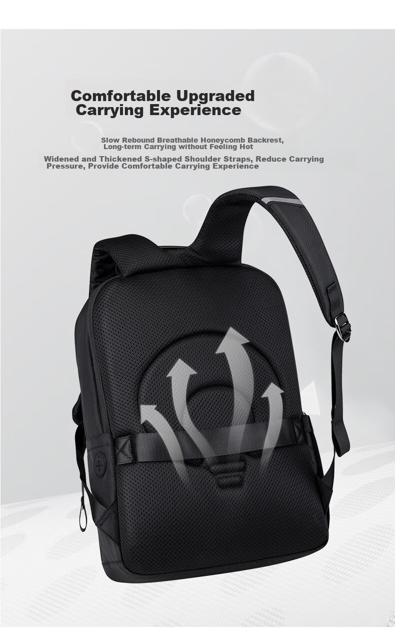 Edison Men's Backpack Business Commute Laptop Bag Large Capacity Water-Resistant Backpack E011-1 Black 9