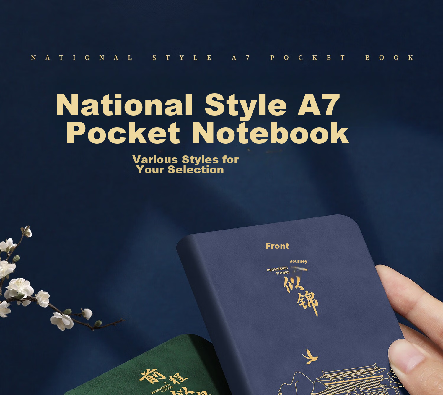Mingyu Pocket Notebook A7 Small Notepad Portable Memo Pad High-Quality Chinese-Style Mini Journal for Accounting, Notes, Vocabulary, And Reminders Graduation Season Gift for Middle And High School Exams Navy Blue 1