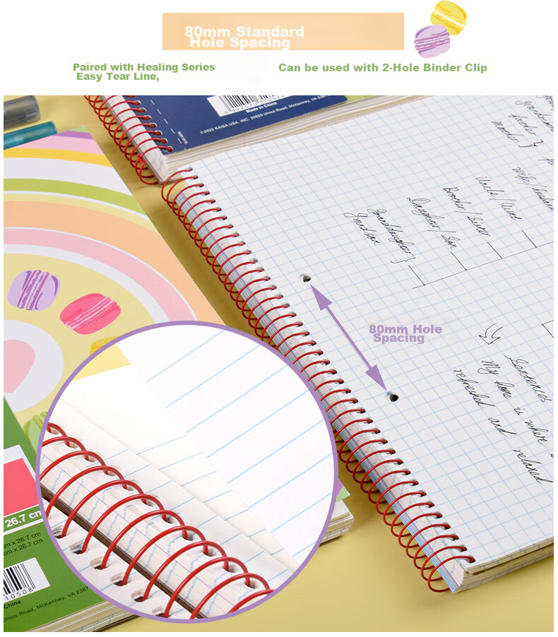 KAISA Two-Hole Notebook, 120 Sheets, Three-Subject American Spiral-Bound Journal for College Students And Postgraduate Exam Preparation, Designer's Edition Aiyue Series Diary And Planner 6
