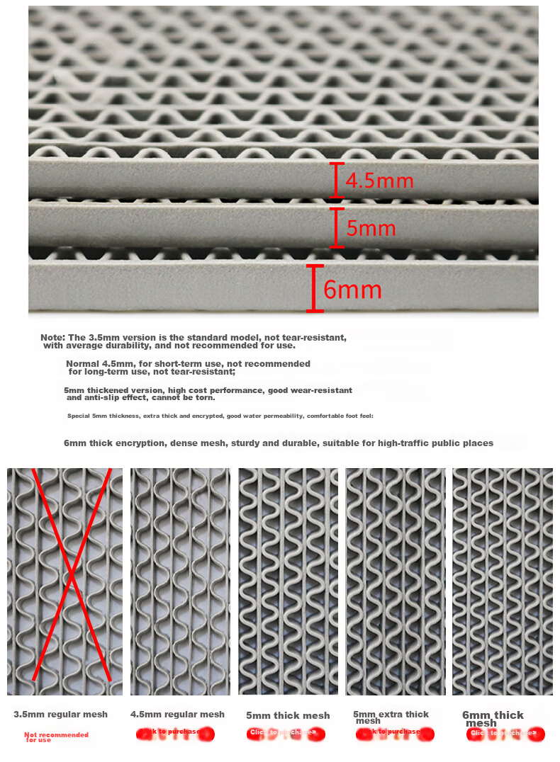 DIYIN Hollow Non-Slip Mat Bathroom Floor Mat PVC Door Mat Waterproof Foot Mat Extra Thick 5mm Red 1.2 Meters Wide 3 Meters Long 7