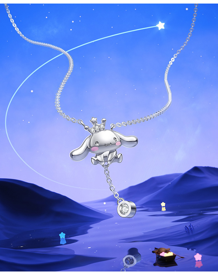 Chaosehui Sanrio Cinnamoroll Pure Silver Necklace, Birthday Gift for Women, High-End Niche Luxury Gift Box 3031 5
