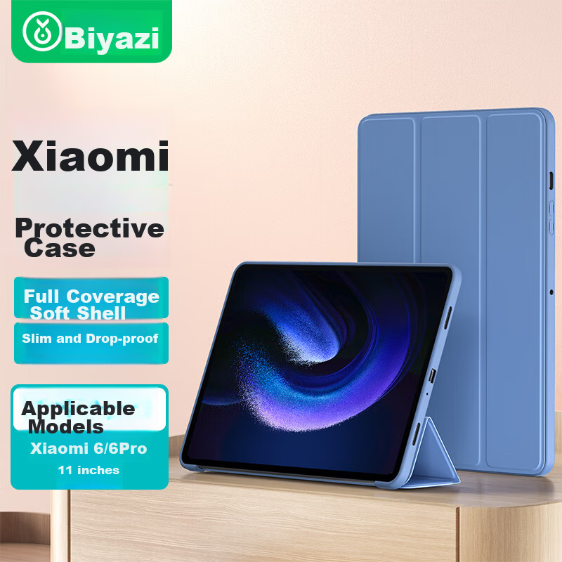 BIAZE Compatible with Xiaomi Pad 6/6 Pro 2023, 11-Inch Tablet Protective Case, Slim Shockproof Tri-Fold Stand, Youth Solid Color Protective Cover, PB434-Lavender
