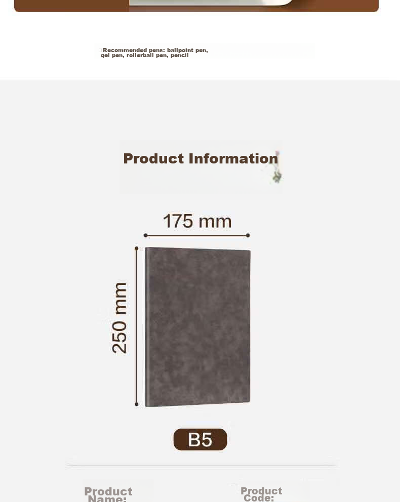 Deli Customizable Fashion Leather Notebook, Business Notepad, Sheepskin Journal, Meeting Record Book, 16K/120 Sheets, Gray, Single Pack, 3345 14