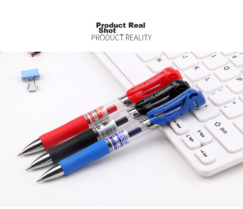 BAOKE A35 0.5mm Red Retractable Gel Pen Office Signing Pen Bullet Tip Water-Based Pen 12 Pcs/box 10
