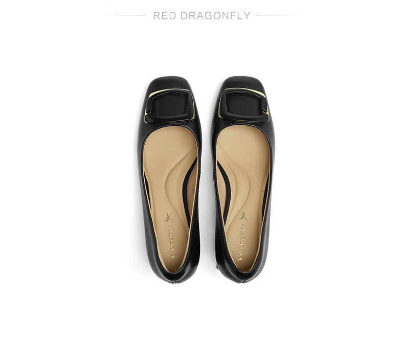 RED DRAGONFLY Chunky Heel Pumps for Women, Spring And Autumn Women's Shoes, French Elegant High Heels, Commuter Leather Shoes WFB15027 Beige 40 5