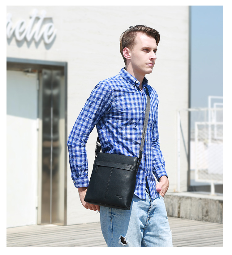 CROCODILE Genuine Leather Fashion Casual Top-Grain Cowhide Men's Business Shoulder Crossbody Bag T2423, Gift for Boyfriend 2