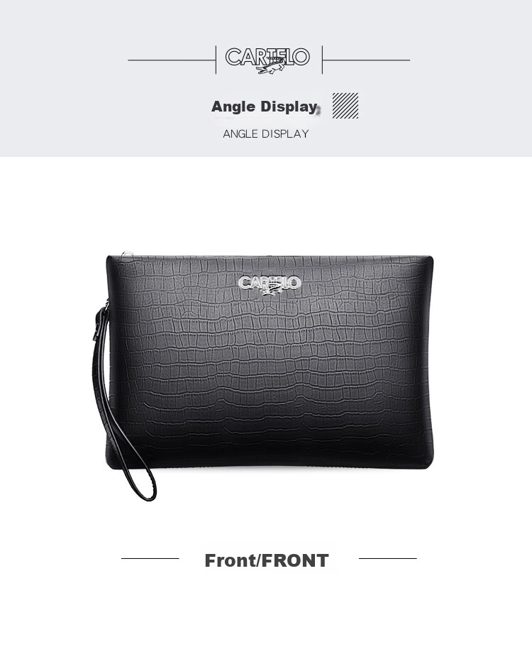 CARTELO Men's Clutch, Business Fashion Soft Top-Grain Leather Envelope Bag, Handheld Clutch, Large Capacity Purse, Gift 9