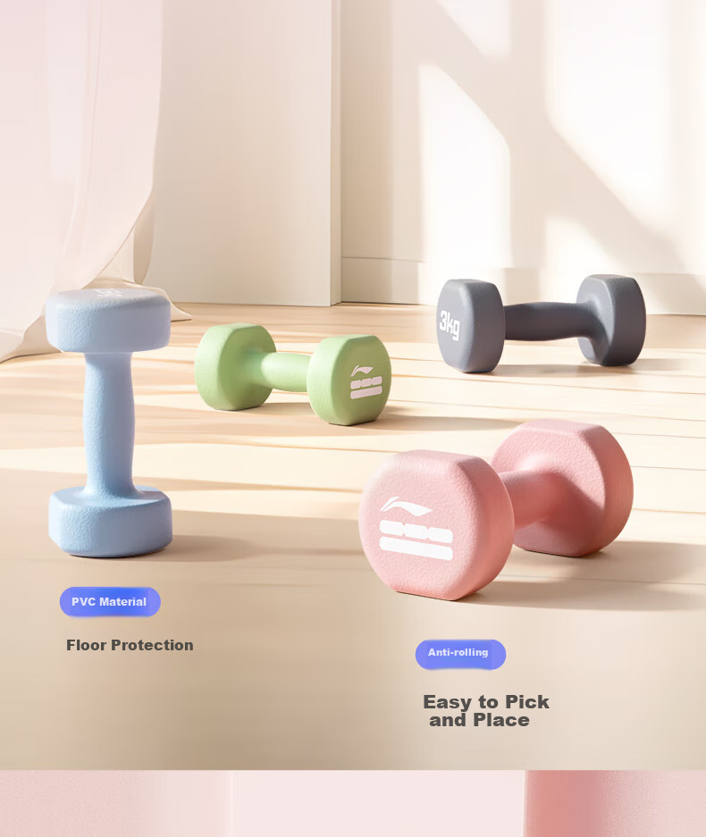 Li-Ning Color-Coated Dumbbells for Men And Women, Home Fitness Small Dumbbells, Ladies' Arm Shaping And Strength Training, 3kg*2 11