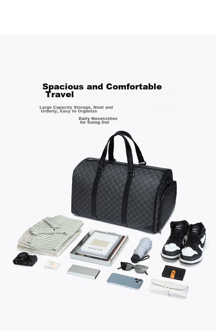 POLO Travel Bag for Men, Business Large Capacity Short-Distance Trip Commuter Luggage Handbag with Separate Shoe Compartment Storage Bag 7