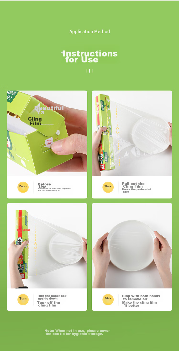 MARYYA Food-Grade Cling Film with Dots, Easy-Tear Food-Grade, 30cm X 50m Large Size, High Temperature Resistant, Microwave Safe, Self-Adhesive 11