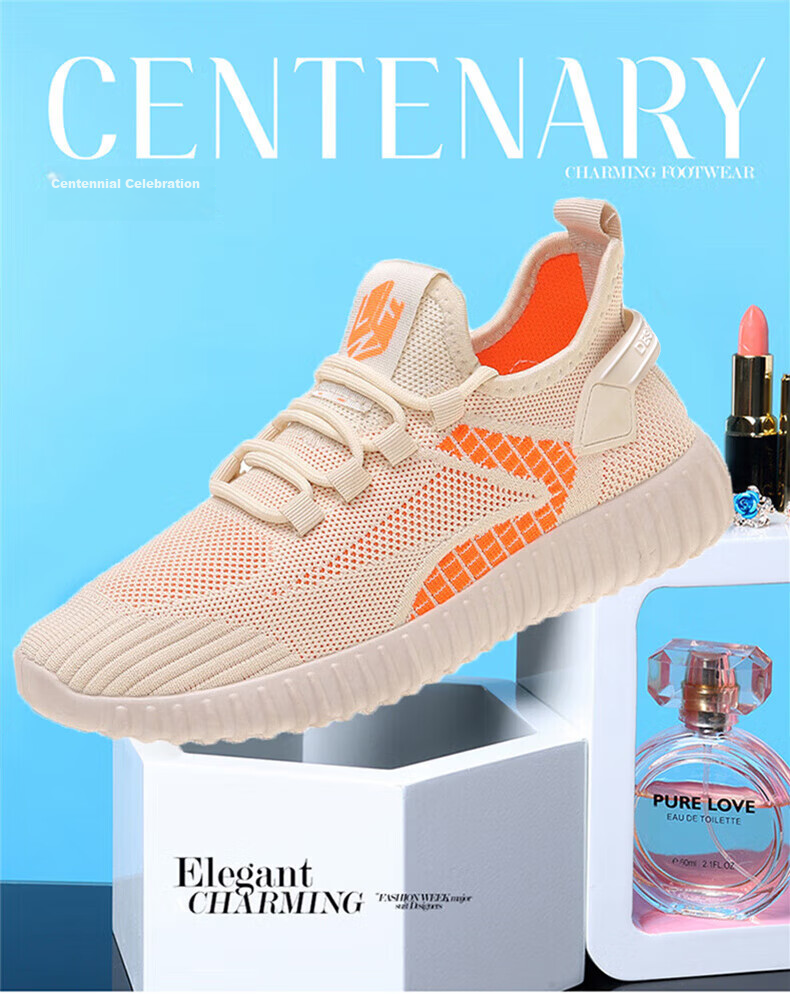 PLAYBOY Women's Shoes Summer Breathable Mesh Sneakers Comfortable Casual Sports Shoes for Women 1643 Orange 39 2