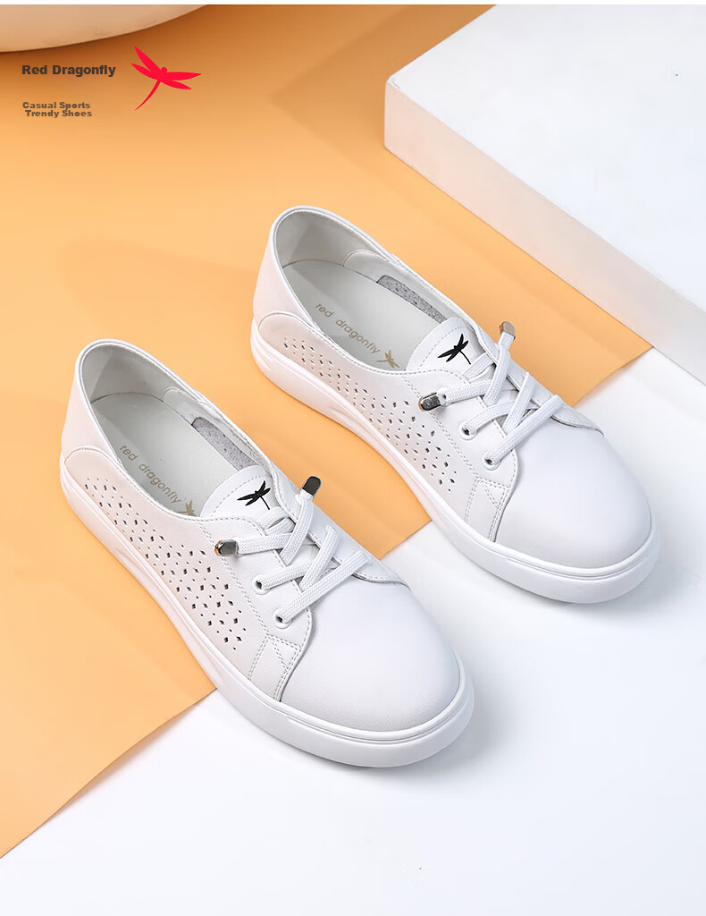 RED DRAGONFLY Women's Casual Shoes, Hollow Breathable Lace-Up White Sneakers, Versatile Women's Skateboard Shoes C0TTN03591 3