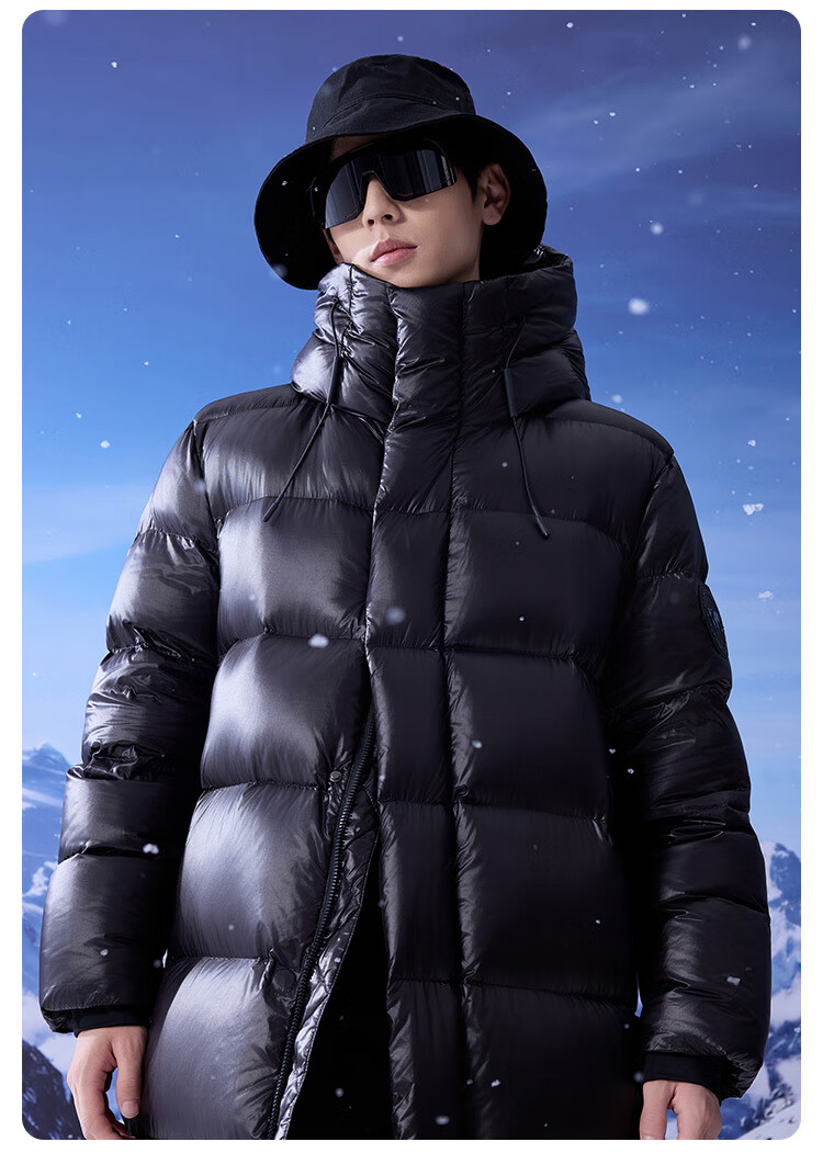 JD Original Black And Gold Goose down Jacket, Unisex Long Style Winter Coat for Couples, Thickened Outerwear Men's Clothing, Black XL 18