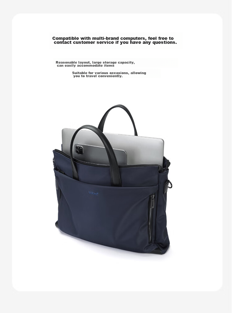 GOLF Business Briefcase, Large Capacity Handbag for Men, Can Hold 15-Inch Laptop, Horizontal Style with Multiple Compartments, Casual Shoulder Crossbody Bag for Men, 5I768305J, Navy Blue 10