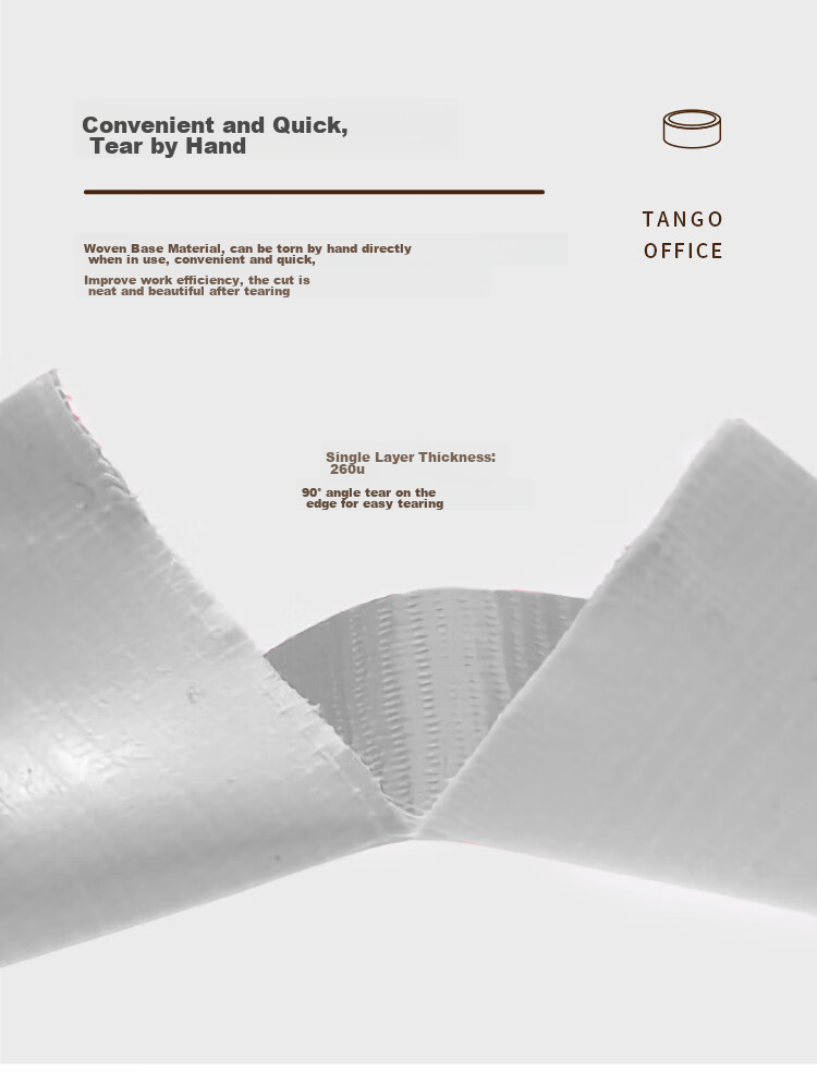 TANGO Office Strong Carpet Tape, Windproof, High-Adhesive, Wear-Resistant, Waterproof Tape, Can Be Hand-Pulled, Gray, 48mm*15y (13.7 Meters), 3 Rolls 8