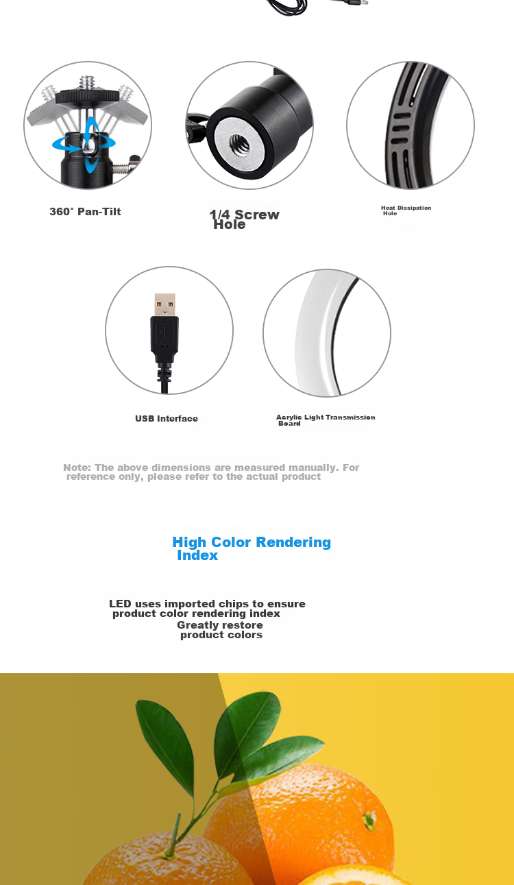Pangniu Circular LED Fill Light, Live Streaming Beauty Light, PU377 Portrait Photography Continuous Light, Photo Continuous Light, 12cm Tri-Color Temperature, Douyin Live Streaming Equipment Fill Light 3