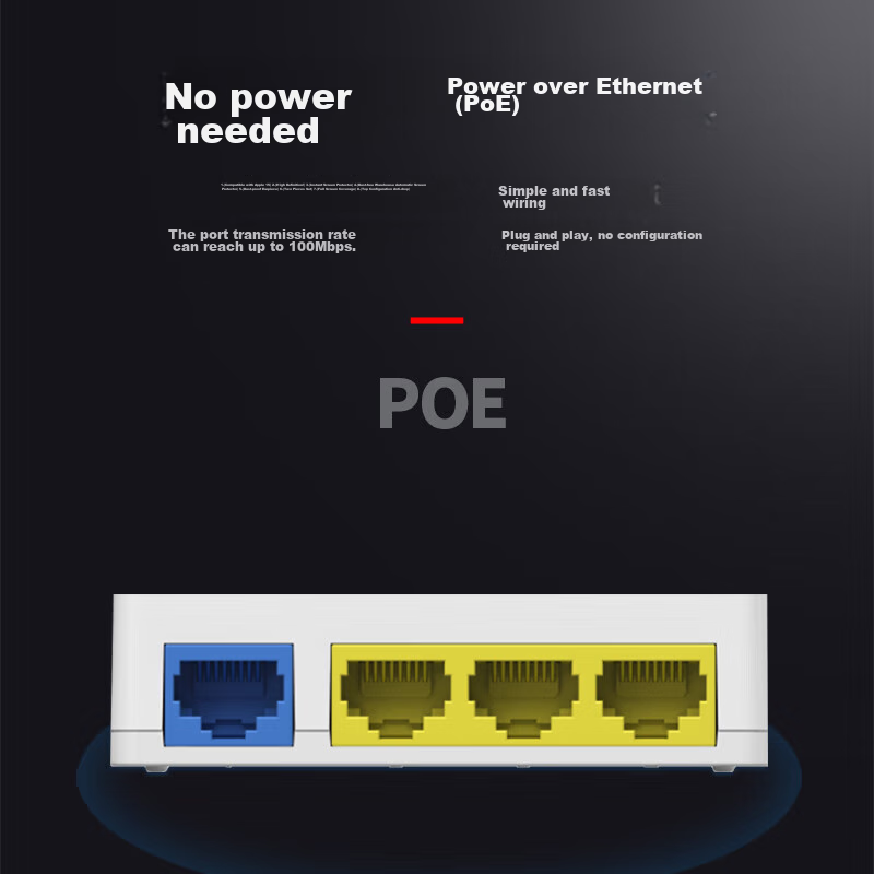 Dahua PoE Repeater, One-To 4-Port 100Mbps PoE Power Extender, Network Cable Splitter Switch, 48V Network Module DH-TAE103