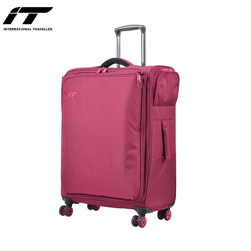 INTERNATIONAL TRAVELLER British IT Suitcase, Check-In Luggage, Spinner Wheels, Ultra-Lightweight, 28-Inch Oxford Cloth Soft Case, 1157 Red