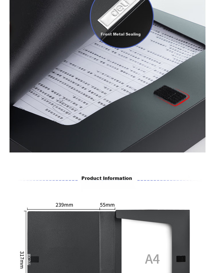 Deli 10 Pieces, 55mm A4 Thick PP Velcro File Box, Document Box, Data Storage Box, Voucher File Organizer, Office Supplies, Accounting Supplies, 27036 Black 10