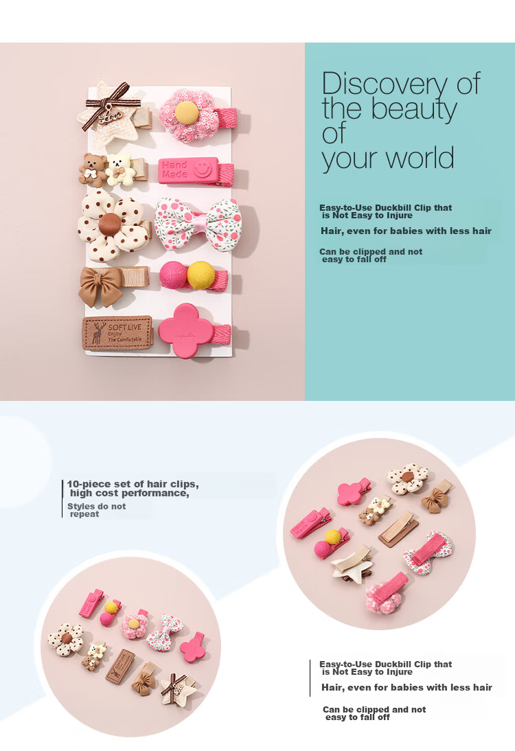 CHIMERA 10-Piece Children's Hair Clips, Korean-Style Bow Barrettes, Hair Accessories, Bangs Clips, Hair Ornaments for Girls, Mid-Autumn Festival Gift 3