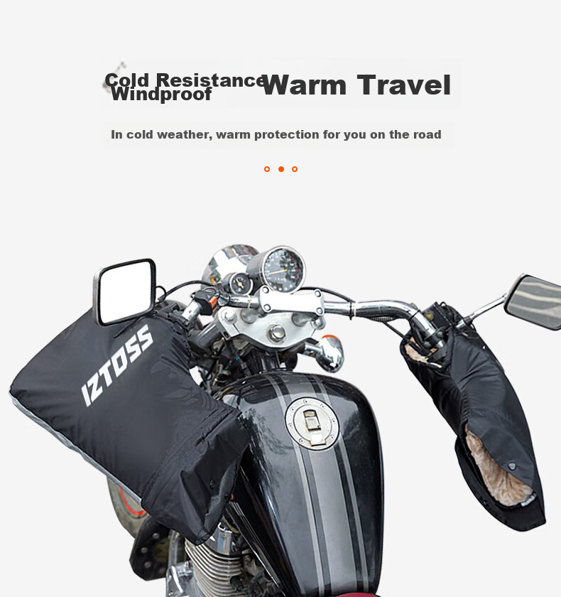 IZTOSS Motorcycle Gloves, Electric Bike Handlebar Gloves, Windproof, Winter Warmth, Fleece-Lined, Hand Protection Gloves, Cold-Resistant, Thickened, Large Opening 3