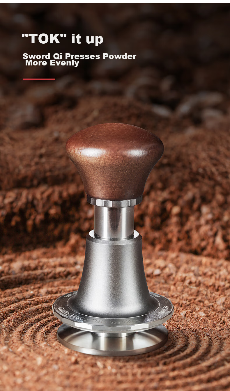 Hero Jianqi Hengli Coffee Tamper, Italian Espresso Coffee Press, Anti-Pressure Tamper, 58mm, Natural Wood Color with Threaded Base 6