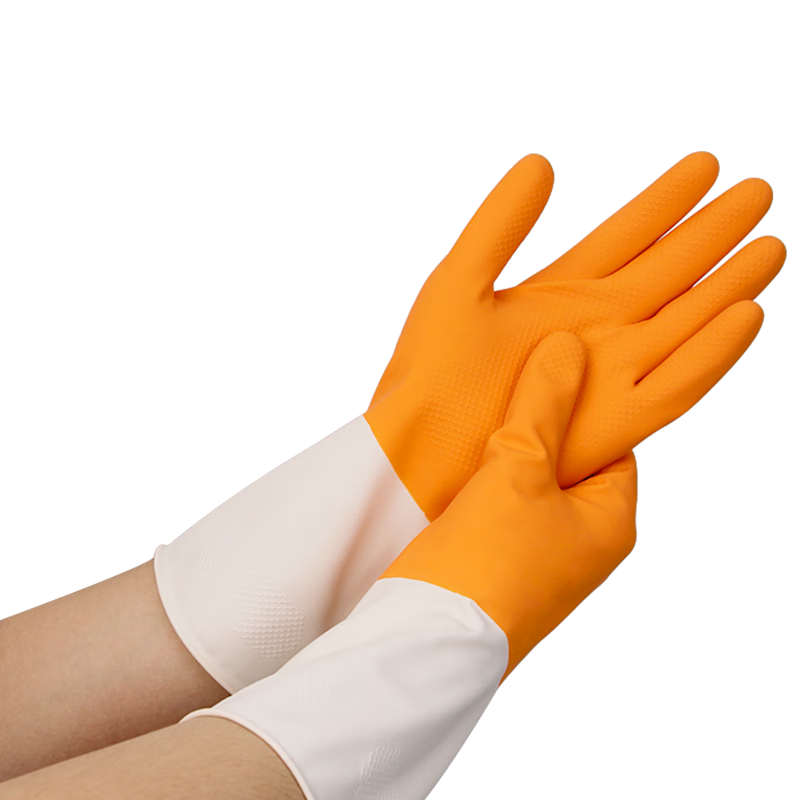 Huizao Household Latex Gloves, 4 Pairs, Size L, Thickened, Long-Lasting, Wear-Resistant, Labor Protection Rubber Gloves, Waterproof, Non-Slip, for Washing Dishes, Laundry, Kitchen Work